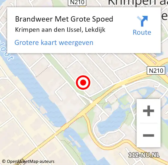 Locatie op kaart van de 112 melding: Brandweer Met Grote Spoed Naar Krimpen aan den IJssel, Lekdijk op 21 juni 2023 22:17