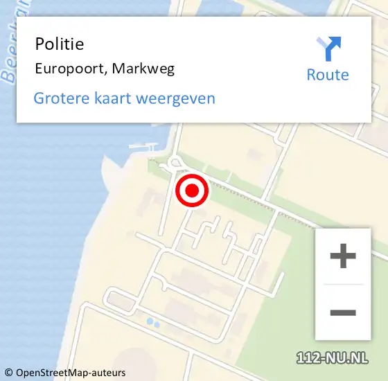 Locatie op kaart van de 112 melding: Politie Europoort, Markweg op 21 juni 2023 22:35