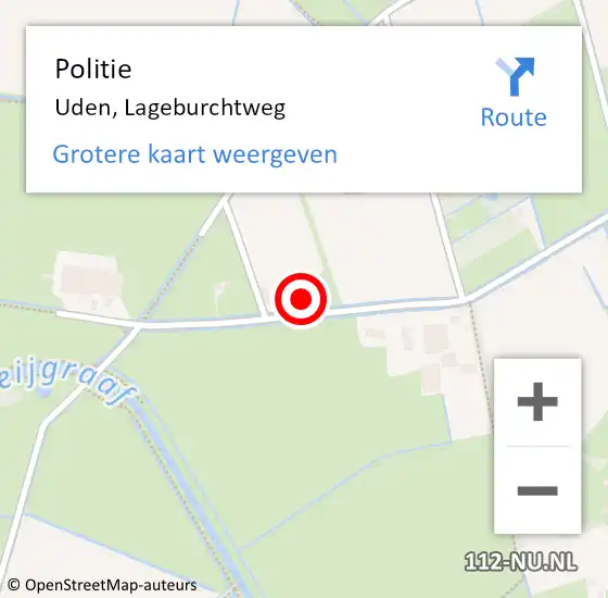 Locatie op kaart van de 112 melding: Politie Uden, Lageburchtweg op 21 juni 2023 23:01