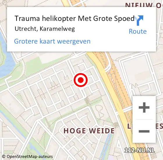 Locatie op kaart van de 112 melding: Trauma helikopter Met Grote Spoed Naar Utrecht, Karamelweg op 22 juni 2023 00:23