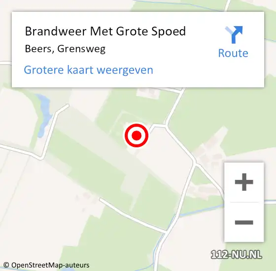 Locatie op kaart van de 112 melding: Brandweer Met Grote Spoed Naar Beers, Grensweg op 22 juni 2023 00:38