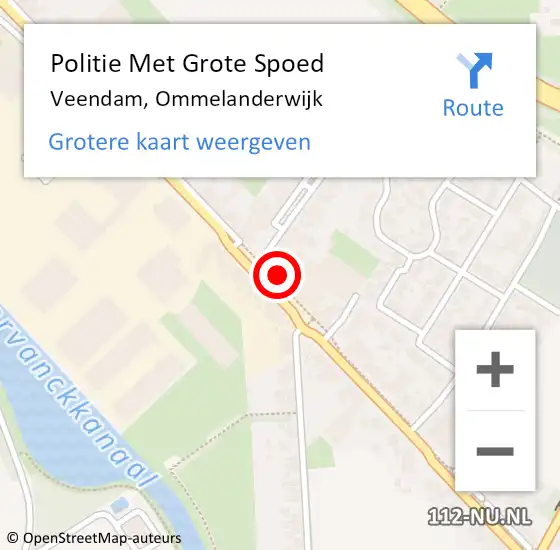 Locatie op kaart van de 112 melding: Politie Met Grote Spoed Naar Veendam, Ommelanderwijk op 22 juni 2023 02:51