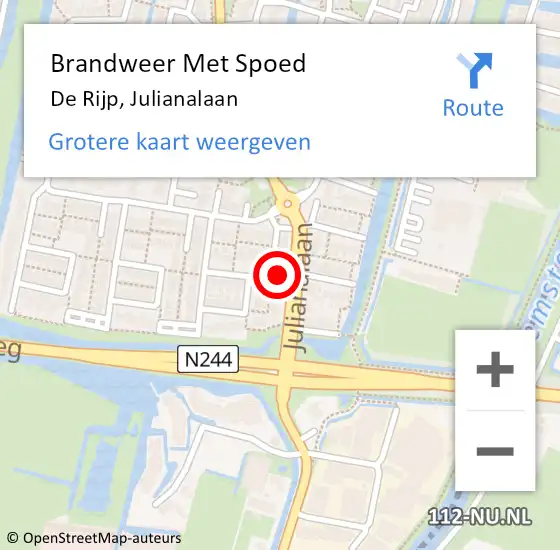 Locatie op kaart van de 112 melding: Brandweer Met Spoed Naar De Rijp, Julianalaan op 22 juni 2023 02:51