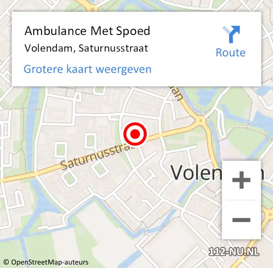 Locatie op kaart van de 112 melding: Ambulance Met Spoed Naar Volendam, Saturnusstraat op 22 juni 2023 03:50
