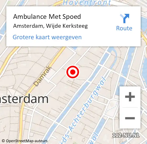 Locatie op kaart van de 112 melding: Ambulance Met Spoed Naar Amsterdam, Wijde Kerksteeg op 22 juni 2023 03:58