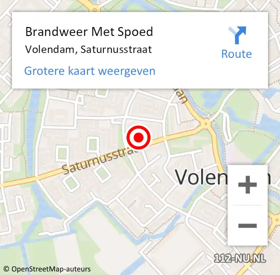 Locatie op kaart van de 112 melding: Brandweer Met Spoed Naar Volendam, Saturnusstraat op 22 juni 2023 04:06