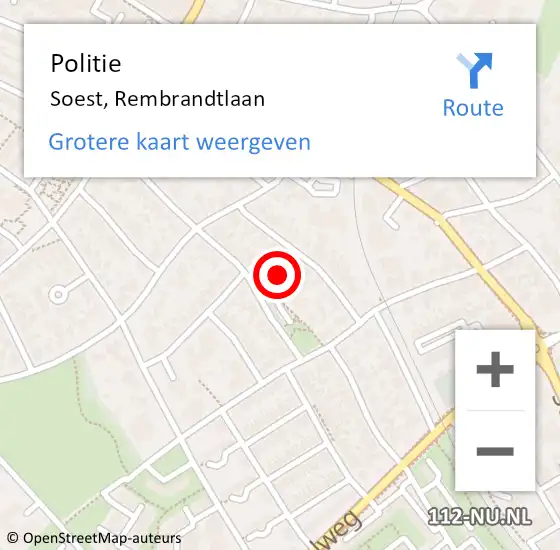 Locatie op kaart van de 112 melding: Politie Soest, Rembrandtlaan op 22 juni 2023 04:35