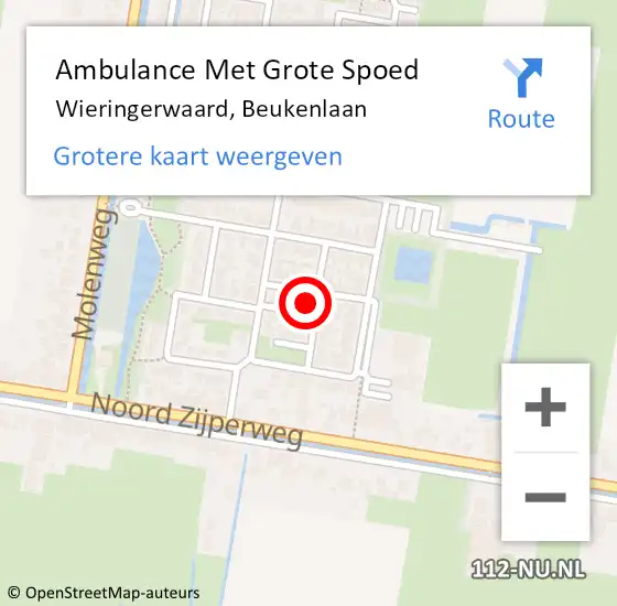 Locatie op kaart van de 112 melding: Ambulance Met Grote Spoed Naar Wieringerwaard, Beukenlaan op 22 juni 2023 05:02