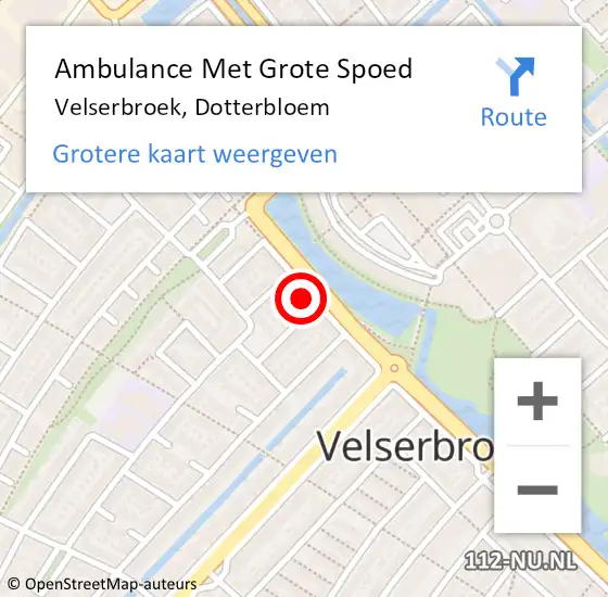 Locatie op kaart van de 112 melding: Ambulance Met Grote Spoed Naar Velserbroek, Dotterbloem op 22 juni 2023 05:55