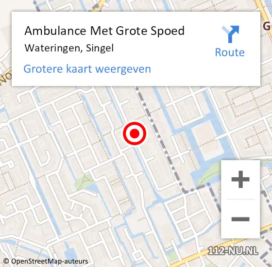 Locatie op kaart van de 112 melding: Ambulance Met Grote Spoed Naar Wateringen, Singel op 22 juni 2023 05:58