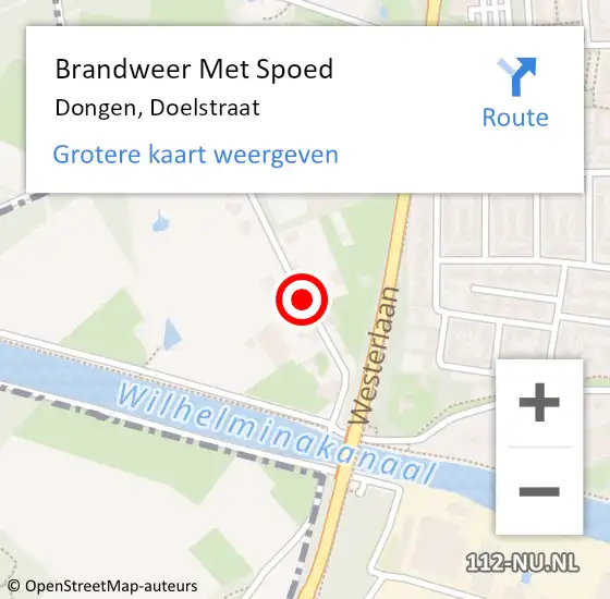 Locatie op kaart van de 112 melding: Brandweer Met Spoed Naar Dongen, Doelstraat op 29 augustus 2014 21:11