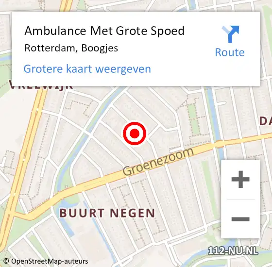 Locatie op kaart van de 112 melding: Ambulance Met Grote Spoed Naar Rotterdam, Boogjes op 22 juni 2023 07:41