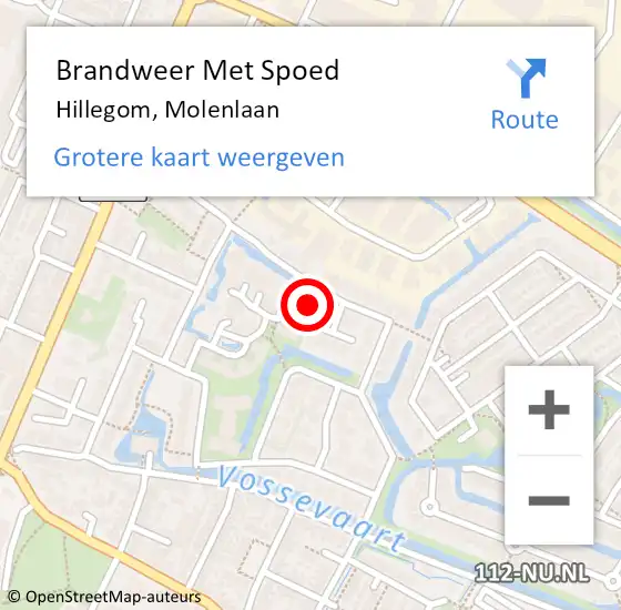 Locatie op kaart van de 112 melding: Brandweer Met Spoed Naar Hillegom, Molenlaan op 22 juni 2023 07:46