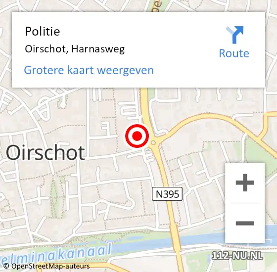 Locatie op kaart van de 112 melding: Politie Oirschot, Harnasweg op 22 juni 2023 08:13