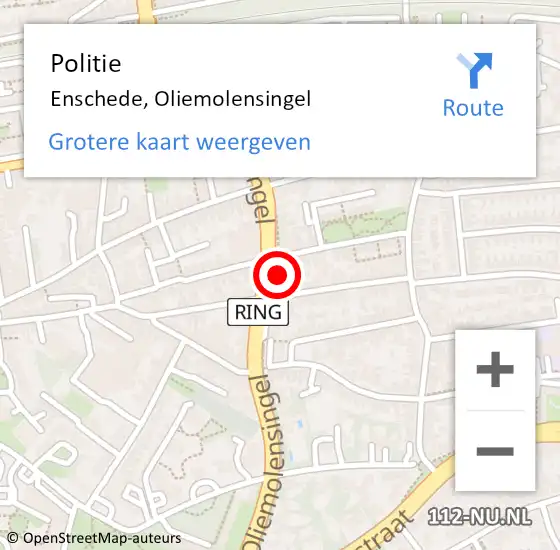 Locatie op kaart van de 112 melding: Politie Enschede, Oliemolensingel op 22 juni 2023 08:16