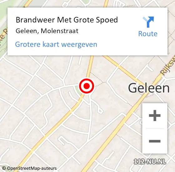 Locatie op kaart van de 112 melding: Brandweer Met Grote Spoed Naar Geleen, Molenstraat op 22 juni 2023 08:44