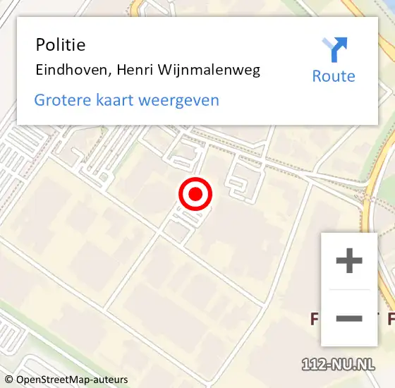 Locatie op kaart van de 112 melding: Politie Eindhoven, Henri Wijnmalenweg op 22 juni 2023 08:47