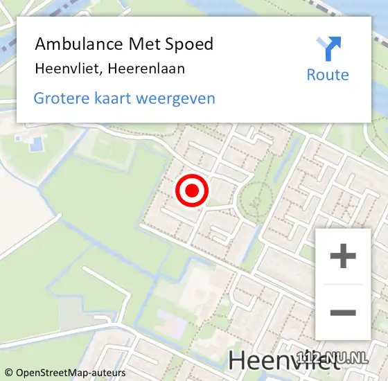 Locatie op kaart van de 112 melding: Ambulance Met Spoed Naar Heenvliet, Heerenlaan op 22 juni 2023 09:17