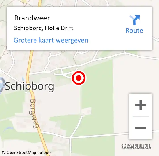 Locatie op kaart van de 112 melding: Brandweer Schipborg, Holle Drift op 22 juni 2023 09:32