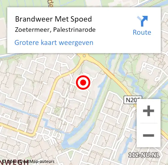 Locatie op kaart van de 112 melding: Brandweer Met Spoed Naar Zoetermeer, Palestrinarode op 22 juni 2023 09:34