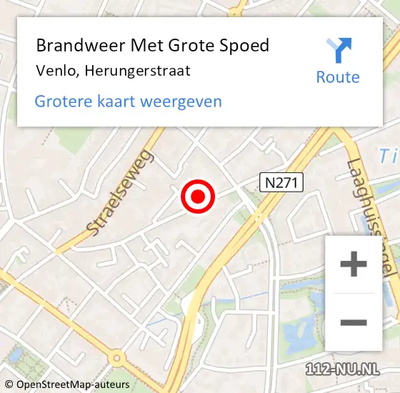 Locatie op kaart van de 112 melding: Brandweer Met Grote Spoed Naar Venlo, Herungerstraat op 22 juni 2023 09:54