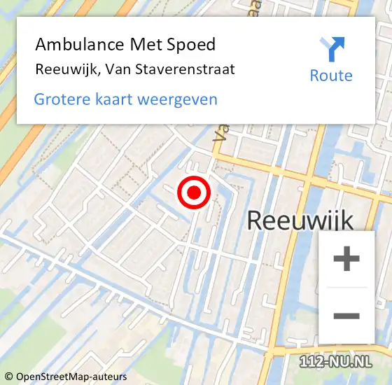 Locatie op kaart van de 112 melding: Ambulance Met Spoed Naar Reeuwijk, Van Staverenstraat op 22 juni 2023 10:21