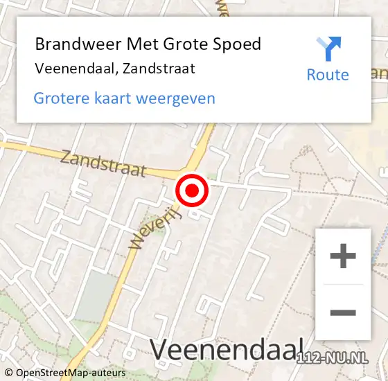 Locatie op kaart van de 112 melding: Brandweer Met Grote Spoed Naar Veenendaal, Zandstraat op 22 juni 2023 10:41