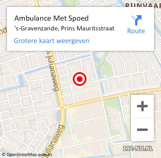 Locatie op kaart van de 112 melding: Ambulance Met Spoed Naar 's-Gravenzande, Prins Mauritsstraat op 22 juni 2023 10:43