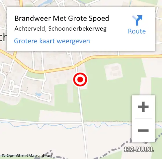 Locatie op kaart van de 112 melding: Brandweer Met Grote Spoed Naar Achterveld, Schoonderbekerweg op 22 juni 2023 10:59