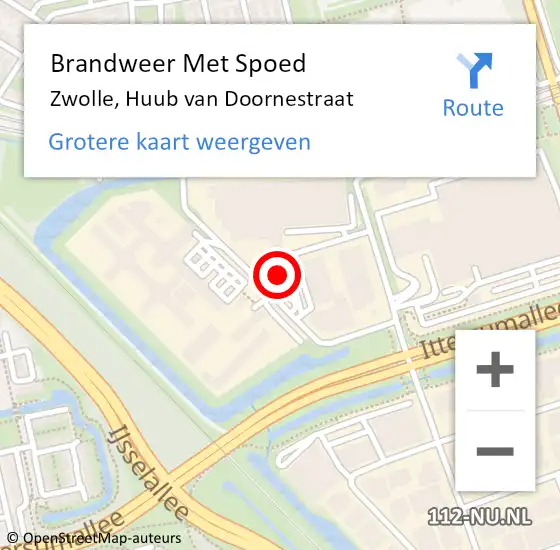 Locatie op kaart van de 112 melding: Brandweer Met Spoed Naar Zwolle, Huub van Doornestraat op 22 juni 2023 11:01