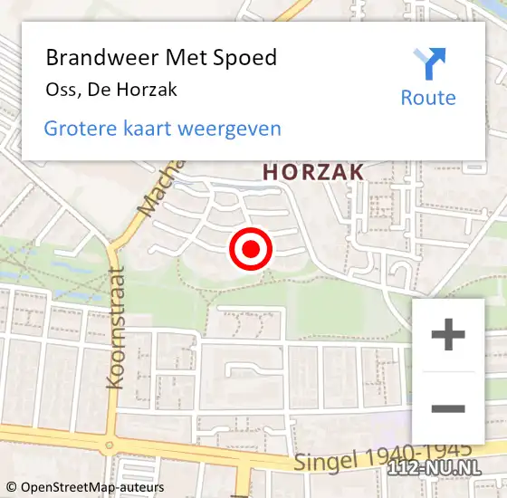 Locatie op kaart van de 112 melding: Brandweer Met Spoed Naar Oss, De Horzak op 22 juni 2023 11:10