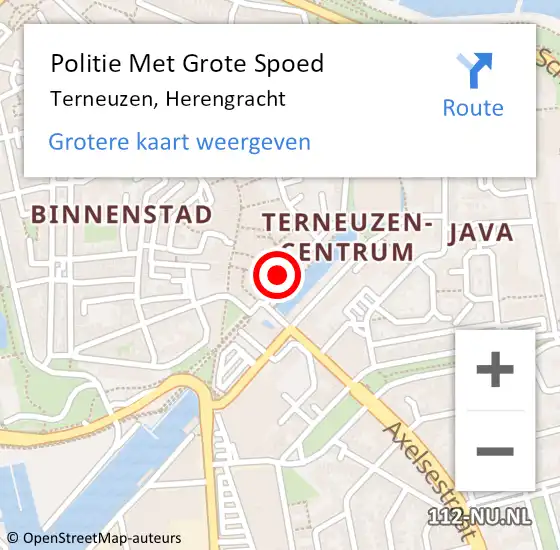 Locatie op kaart van de 112 melding: Politie Met Grote Spoed Naar Terneuzen, Herengracht op 22 juni 2023 11:17