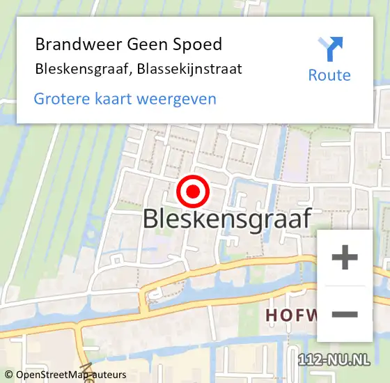 Locatie op kaart van de 112 melding: Brandweer Geen Spoed Naar Bleskensgraaf, Blassekijnstraat op 22 juni 2023 11:28