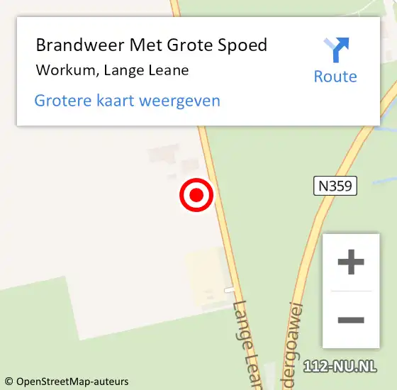 Locatie op kaart van de 112 melding: Brandweer Met Grote Spoed Naar Workum, Lange Leane op 22 juni 2023 11:37