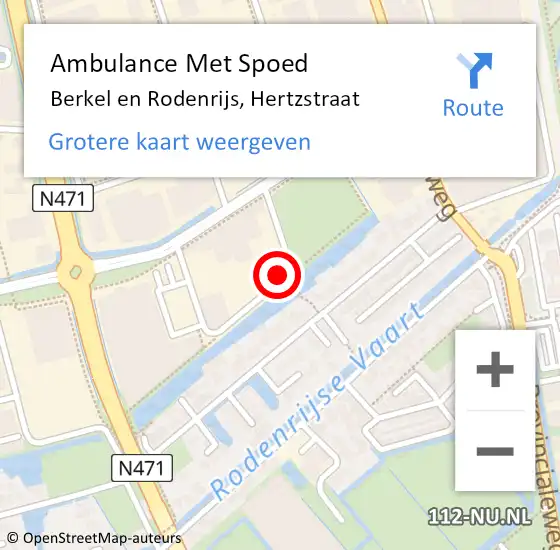 Locatie op kaart van de 112 melding: Ambulance Met Spoed Naar Berkel en Rodenrijs, Hertzstraat op 22 juni 2023 11:57