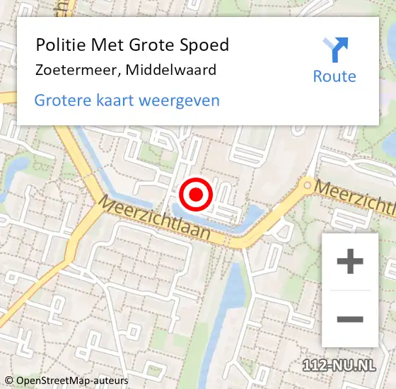 Locatie op kaart van de 112 melding: Politie Met Grote Spoed Naar Zoetermeer, Middelwaard op 22 juni 2023 11:58