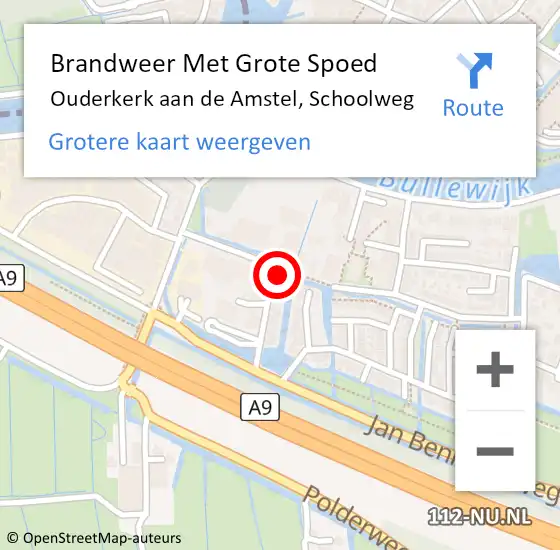 Locatie op kaart van de 112 melding: Brandweer Met Grote Spoed Naar Ouderkerk aan de Amstel, Schoolweg op 22 juni 2023 12:00