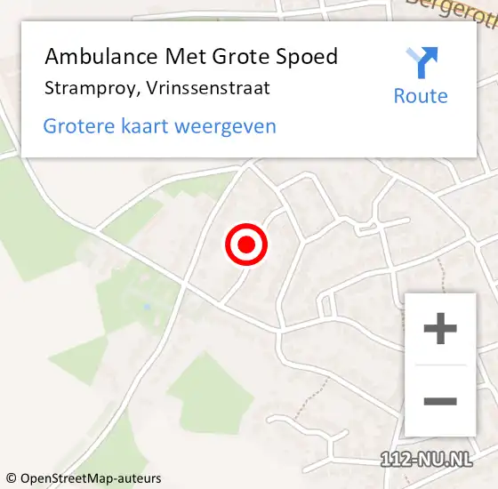 Locatie op kaart van de 112 melding: Ambulance Met Grote Spoed Naar Stramproy, Vrinssenstraat op 22 juni 2023 12:47