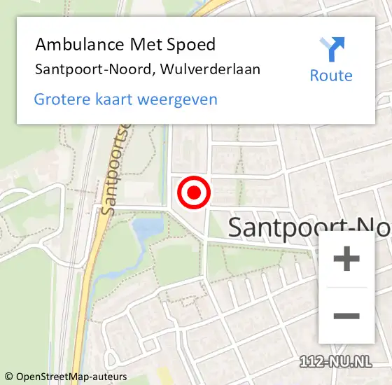 Locatie op kaart van de 112 melding: Ambulance Met Spoed Naar Santpoort-Noord, Wulverderlaan op 22 juni 2023 12:50