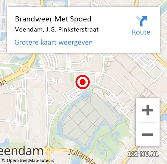 Locatie op kaart van de 112 melding: Brandweer Met Spoed Naar Veendam, J.G. Pinksterstraat op 22 juni 2023 13:04