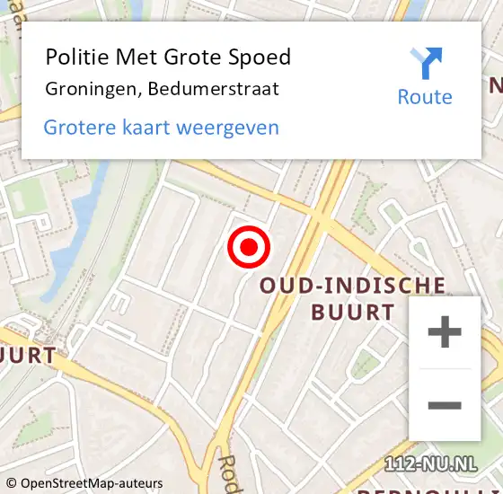 Locatie op kaart van de 112 melding: Politie Met Grote Spoed Naar Groningen, Bedumerstraat op 22 juni 2023 13:08