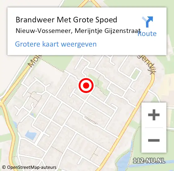 Locatie op kaart van de 112 melding: Brandweer Met Grote Spoed Naar Nieuw-Vossemeer, Merijntje Gijzenstraat op 22 juni 2023 13:17