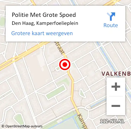 Locatie op kaart van de 112 melding: Politie Met Grote Spoed Naar Den Haag, Kamperfoelieplein op 22 juni 2023 13:18