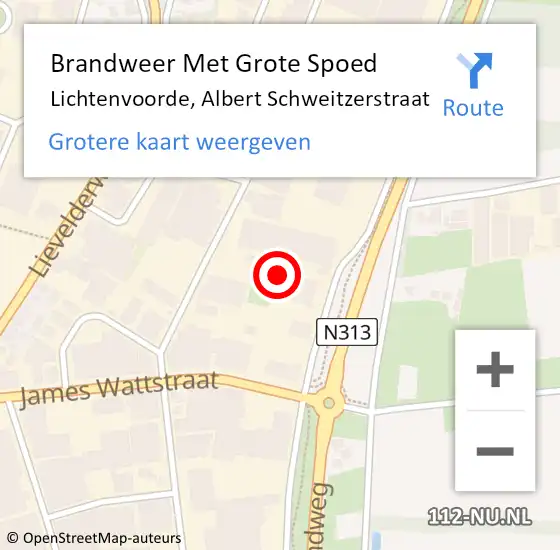 Locatie op kaart van de 112 melding: Brandweer Met Grote Spoed Naar Lichtenvoorde, Albert Schweitzerstraat op 22 juni 2023 13:21