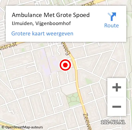 Locatie op kaart van de 112 melding: Ambulance Met Grote Spoed Naar IJmuiden, Vijgenboomhof op 22 juni 2023 14:13