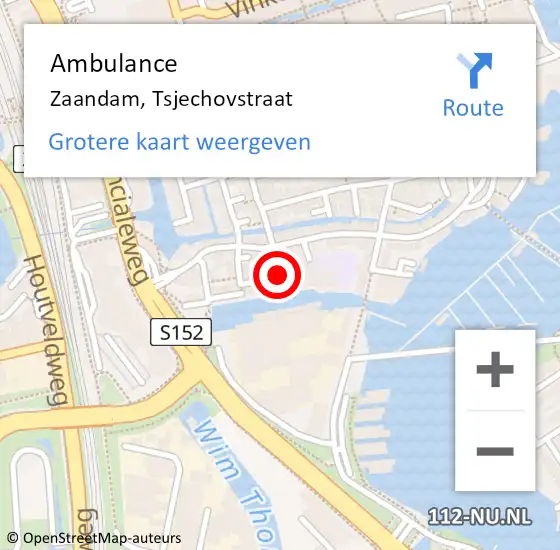 Locatie op kaart van de 112 melding: Ambulance Zaandam, Tsjechovstraat op 22 juni 2023 14:22