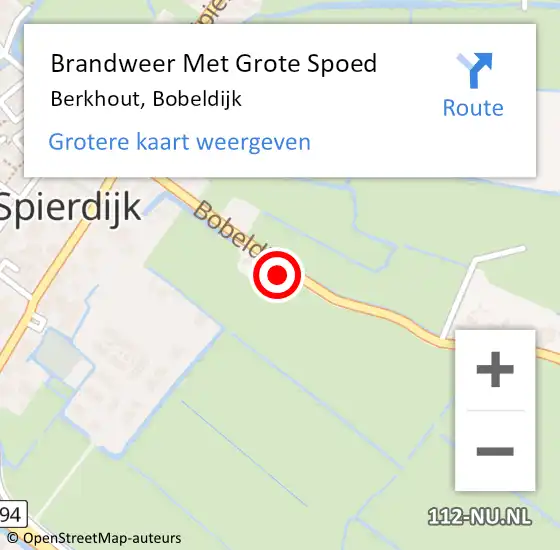 Locatie op kaart van de 112 melding: Brandweer Met Grote Spoed Naar Berkhout, Bobeldijk op 22 juni 2023 14:32