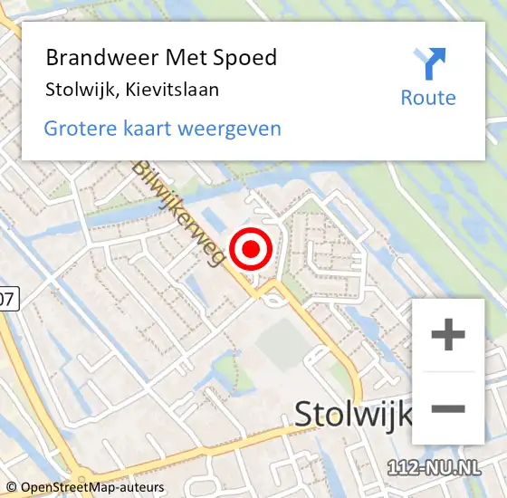 Locatie op kaart van de 112 melding: Brandweer Met Spoed Naar Stolwijk, Kievitslaan op 22 juni 2023 14:51