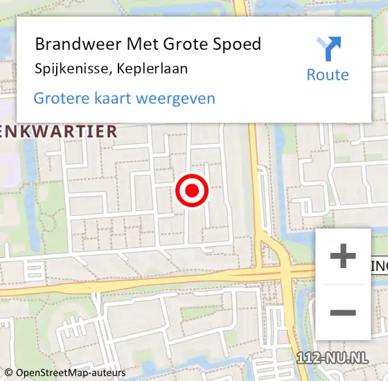 Locatie op kaart van de 112 melding: Brandweer Met Grote Spoed Naar Spijkenisse, Keplerlaan op 22 juni 2023 14:52