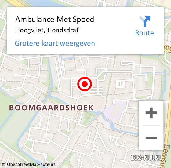 Locatie op kaart van de 112 melding: Ambulance Met Spoed Naar Hoogvliet, Hondsdraf op 22 juni 2023 14:55